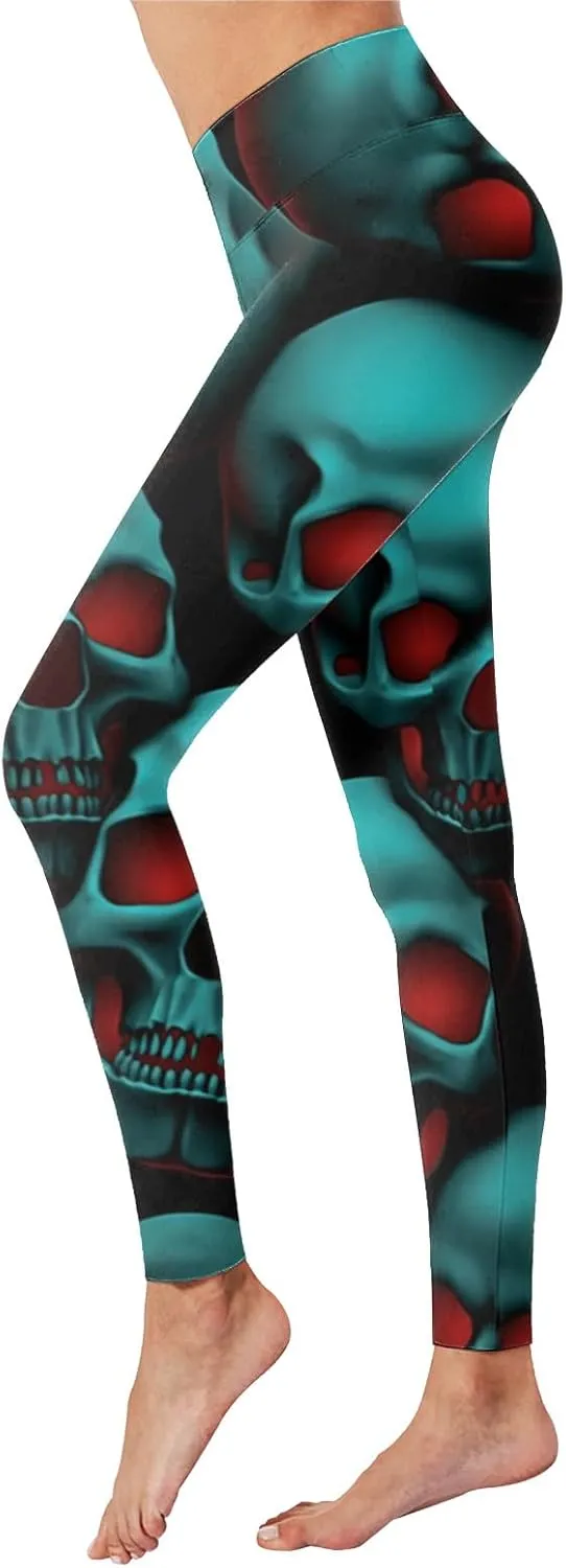 AMDBEL Halloween Leggings with Pockets, Soft High Waist Halloween Pumpkin Head Stripe Print Legging Slim Yoga Fitness Running