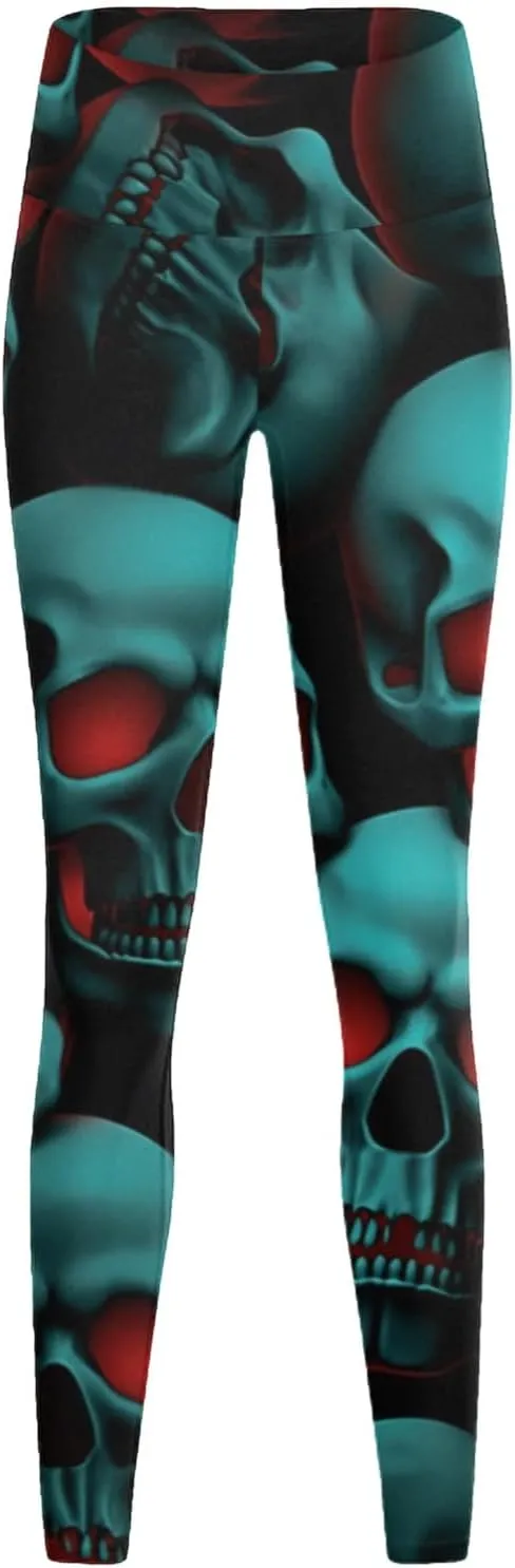 AMDBEL Halloween Leggings with Pockets, Soft High Waist Halloween Pumpkin Head Stripe Print Legging Slim Yoga Fitness Running