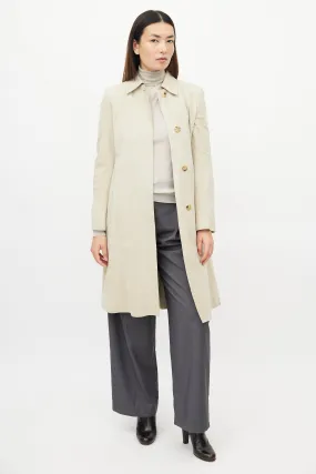 Beige Suede Button Up Jacket