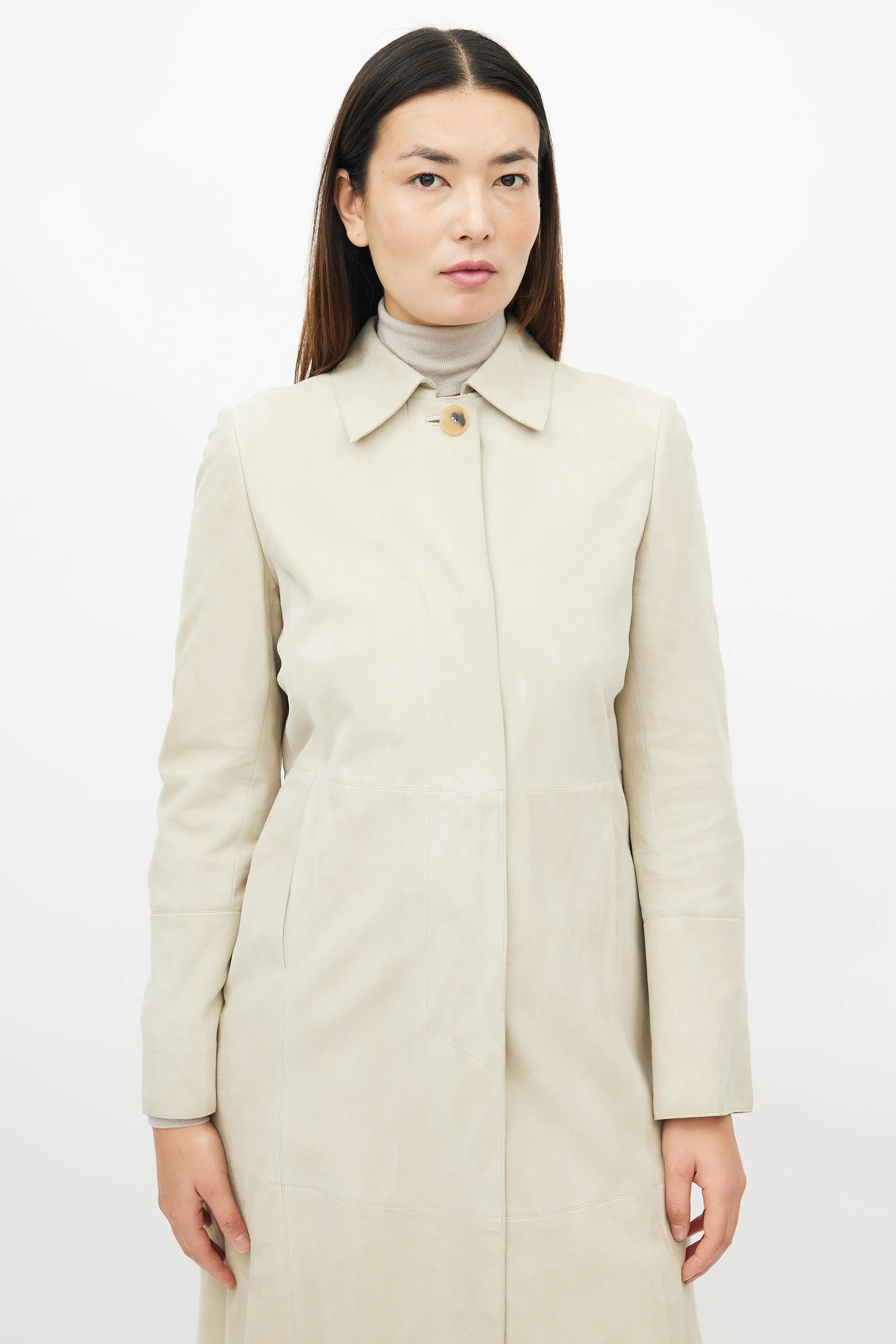 Beige Suede Button Up Jacket