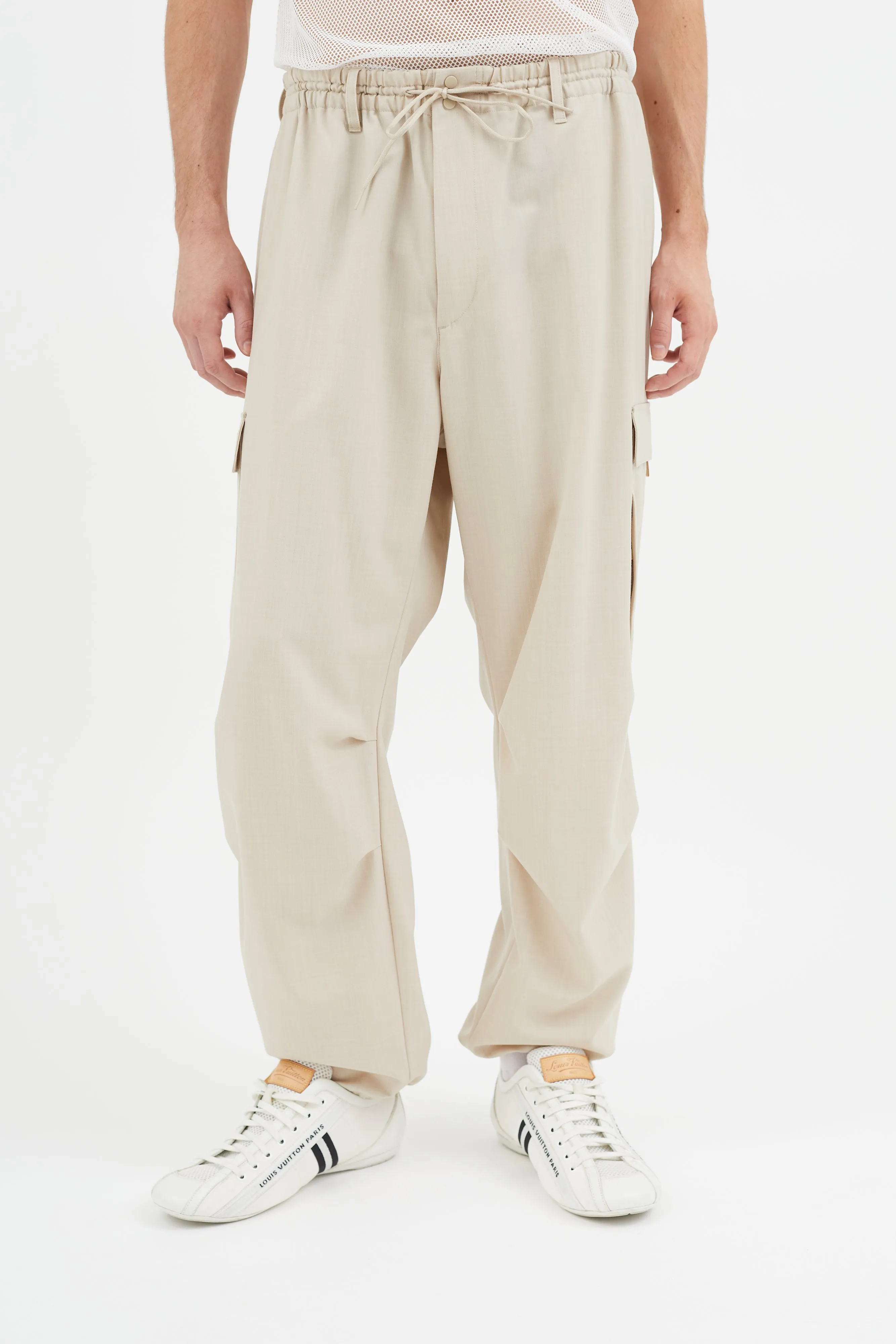 Beige Wool Cargo Pant
