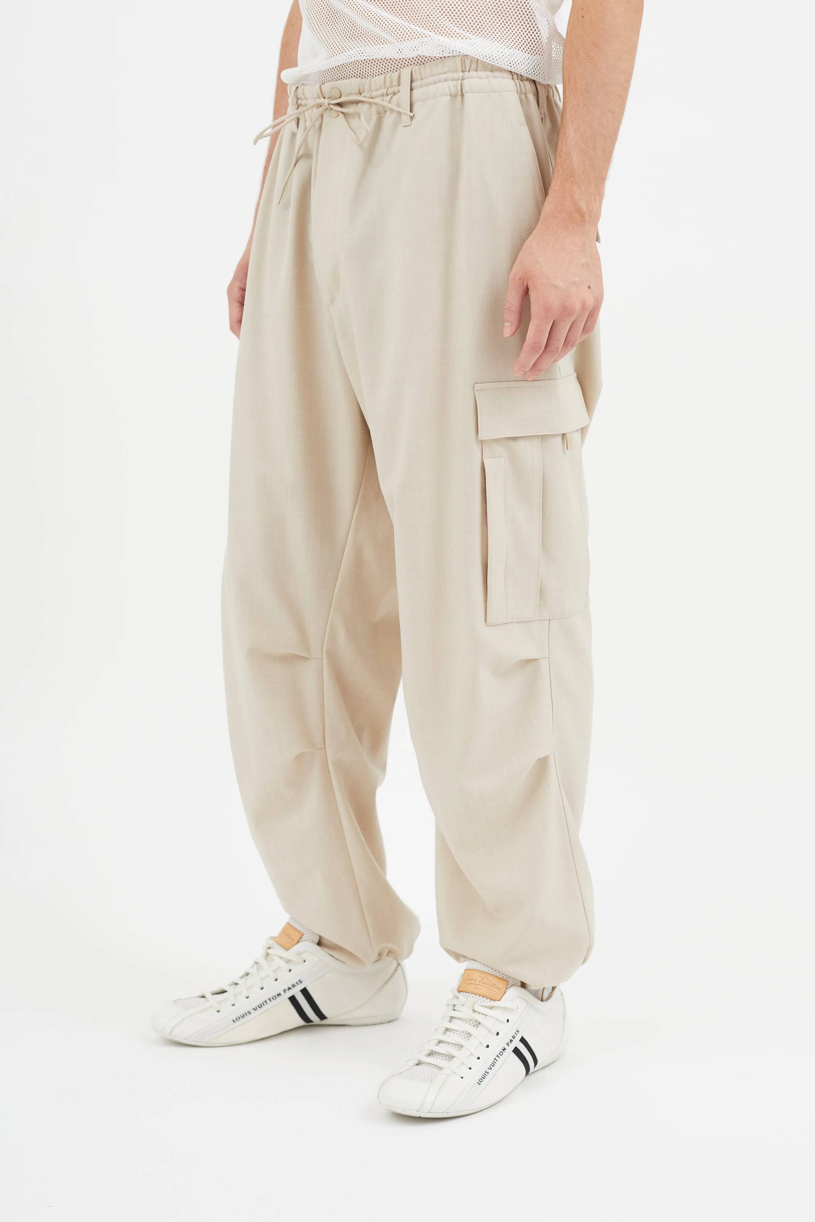 Beige Wool Cargo Pant