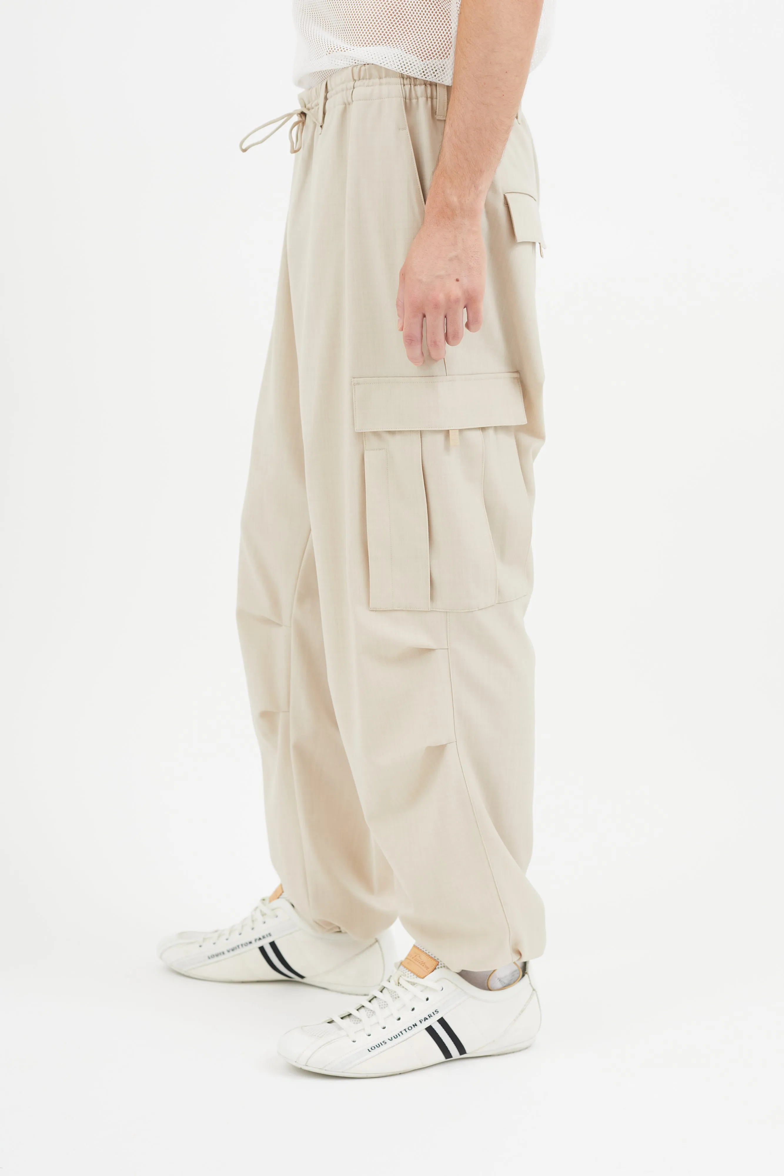 Beige Wool Cargo Pant