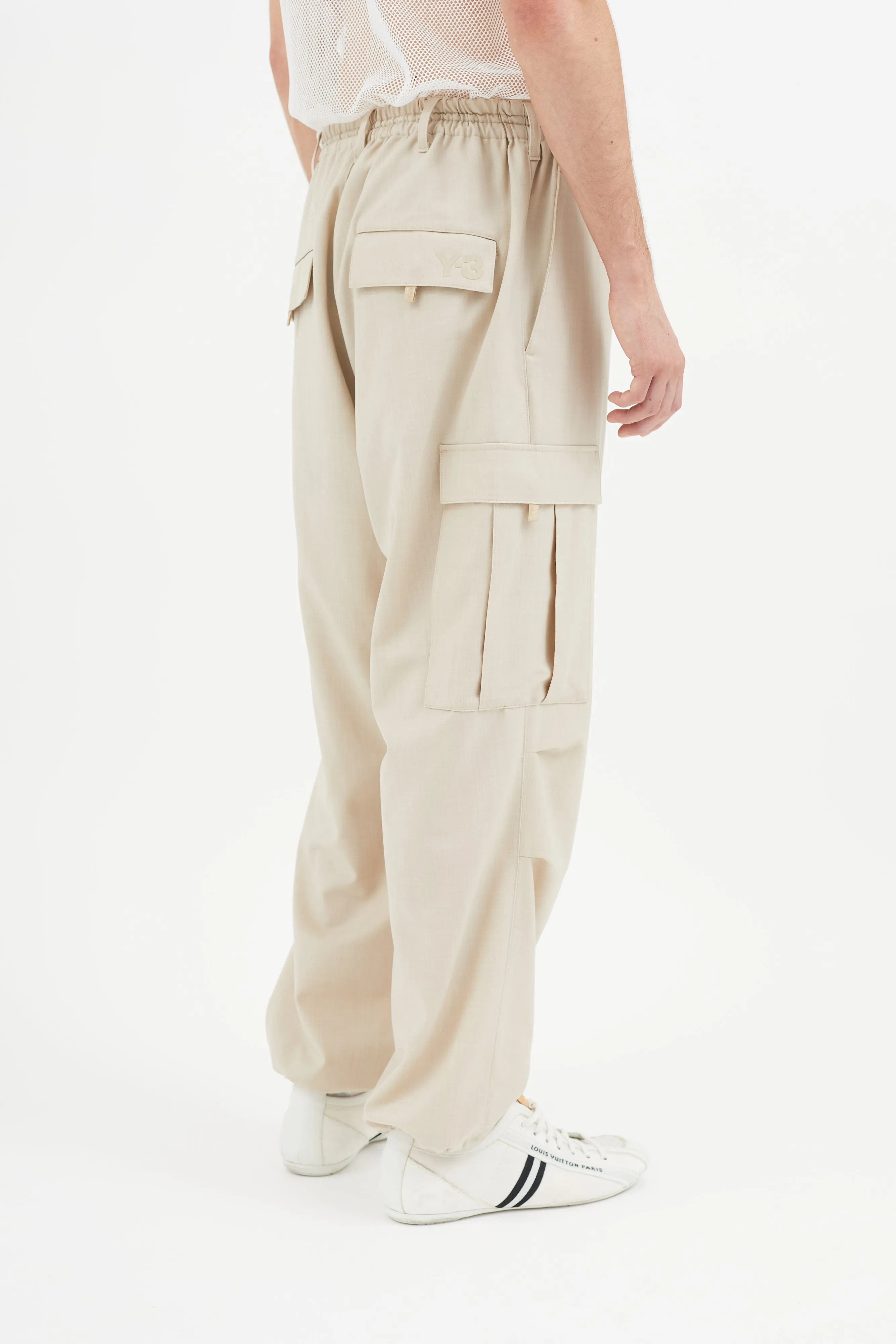 Beige Wool Cargo Pant