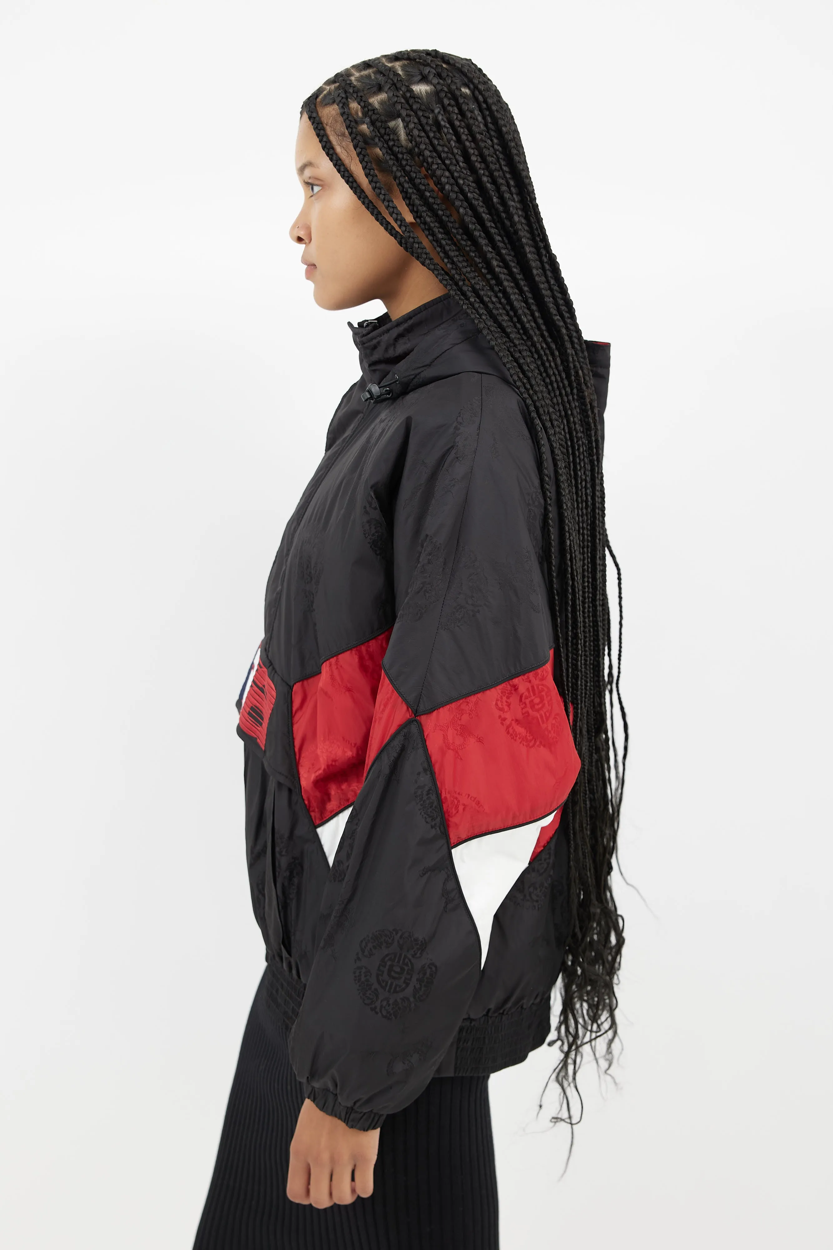 Black & Multi Padded Half Zip Jacket