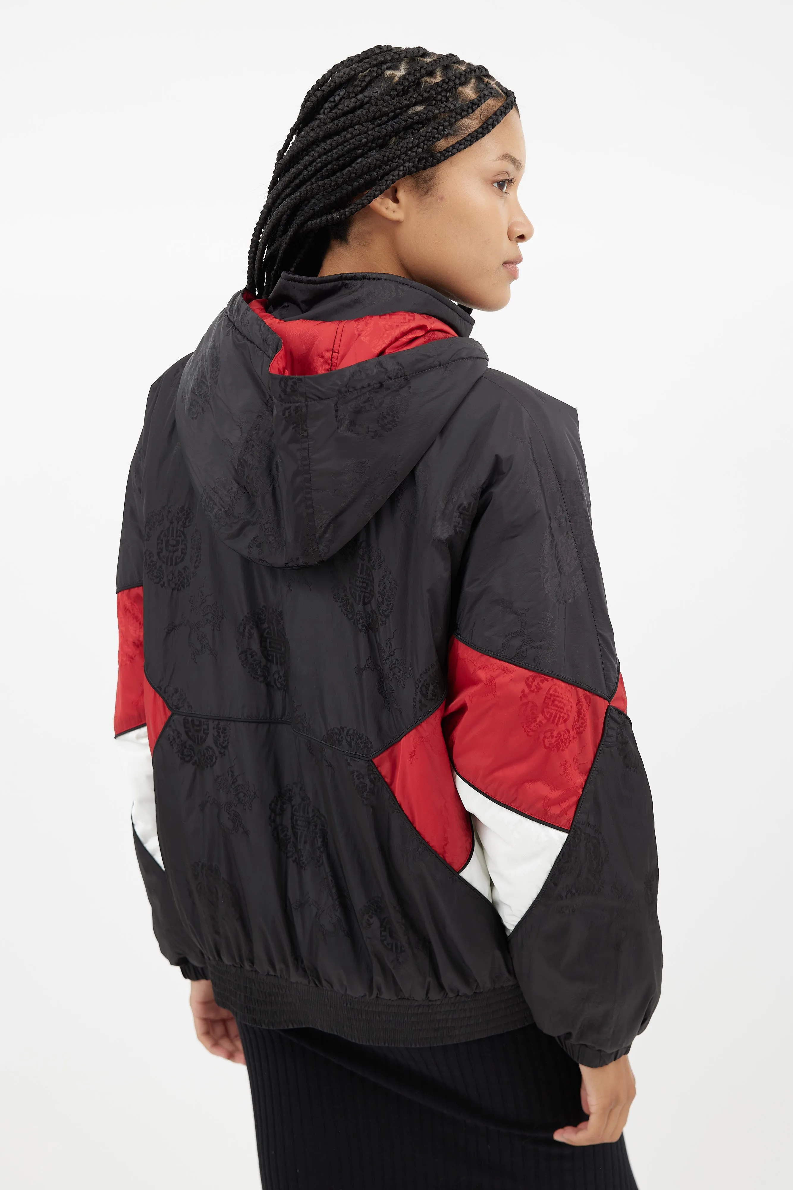 Black & Multi Padded Half Zip Jacket