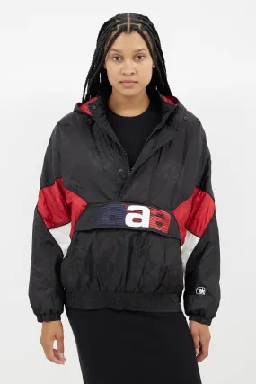 Black & Multi Padded Half Zip Jacket