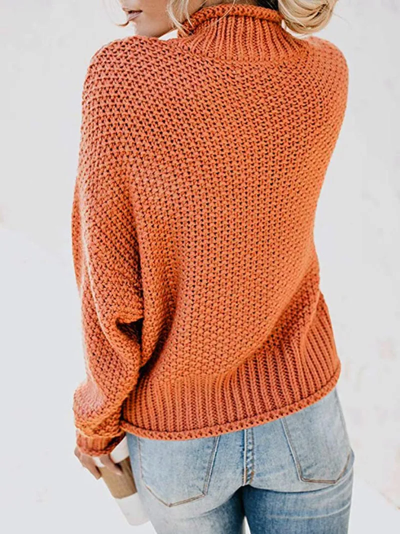 Cardigan thick thread turtleneck pullover