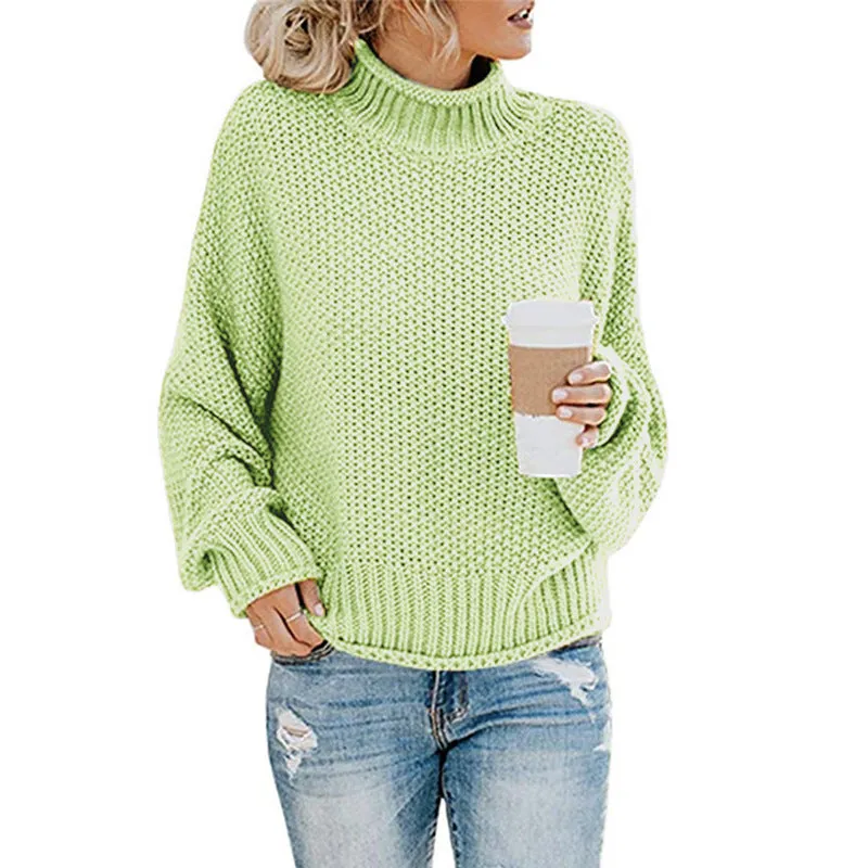Cardigan thick thread turtleneck pullover