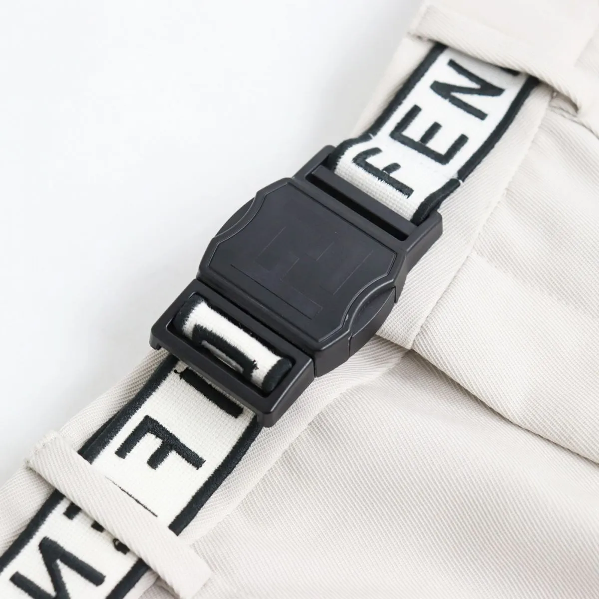 Fendi Wool Twill Pants FF Logo Belt Off-White