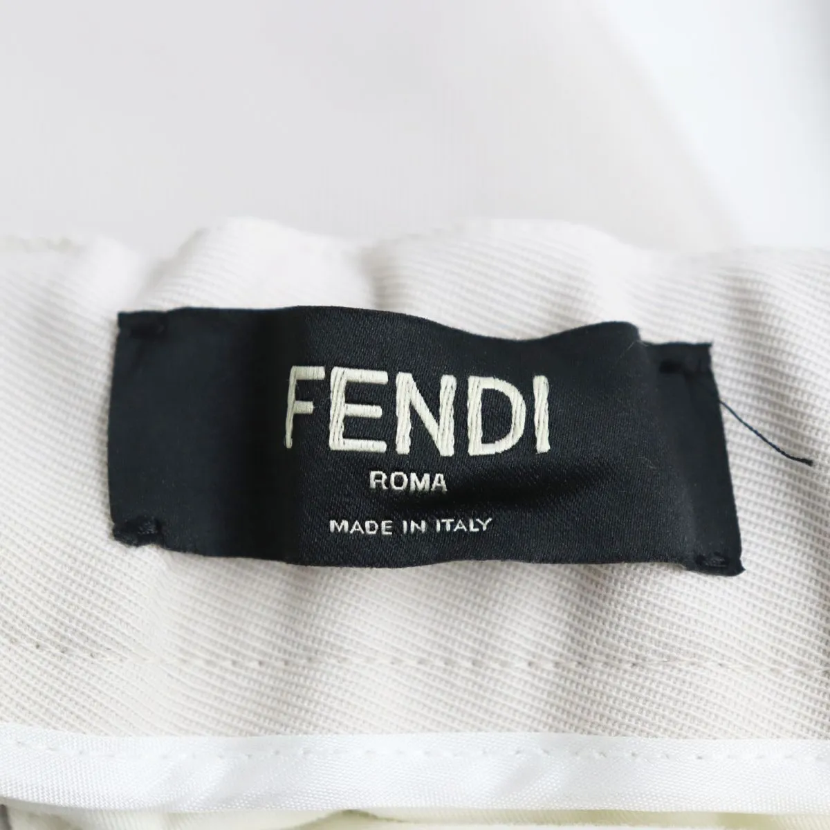 Fendi Wool Twill Pants FF Logo Belt Off-White