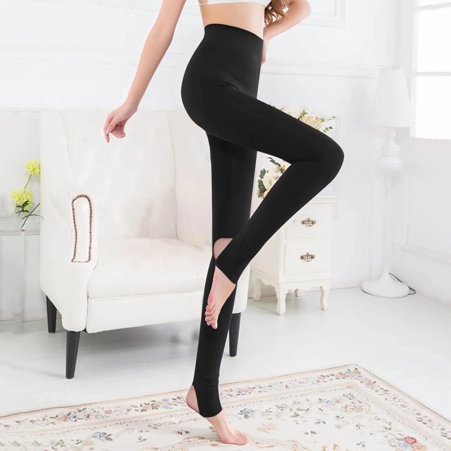 Fleece Lined Leggings with Pockets High Denim Women Solid Elastic Color Pants Thermal Warm Winter Tights Fleece
