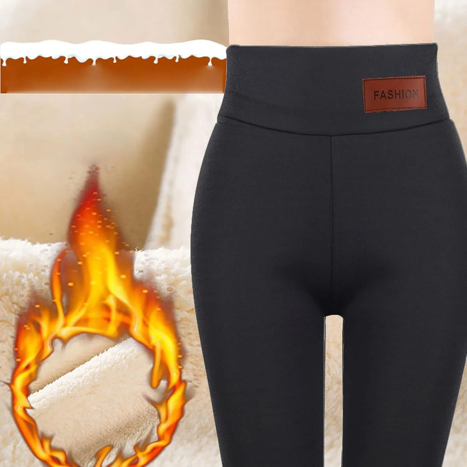 Fleece Lined Leggings Women High Waisted Winter Thermal Warm Pants Thick Yoga Tummy Control Athletic Tights