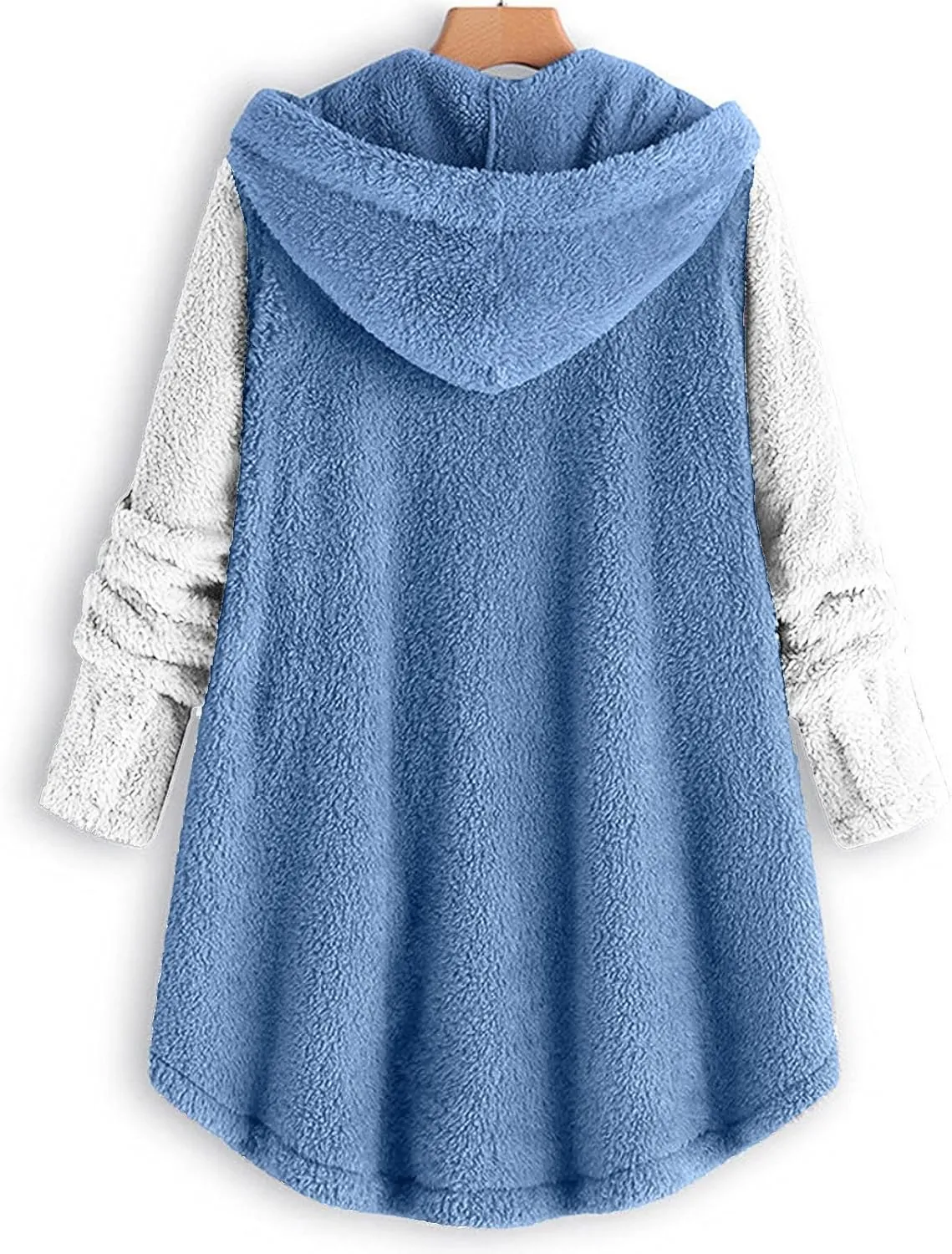 Fuzzy Fleece Jacket Women Winter Long Sleeve Sherpa Hoodie Coat Fall Warm Jackets Plus Size Button Plush Cardigan