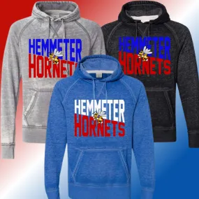 Hemmeter Elementary - Angled Logo Acid Wash Hoodie (Adult) - MADE TO ORDER/TWO WEEKS