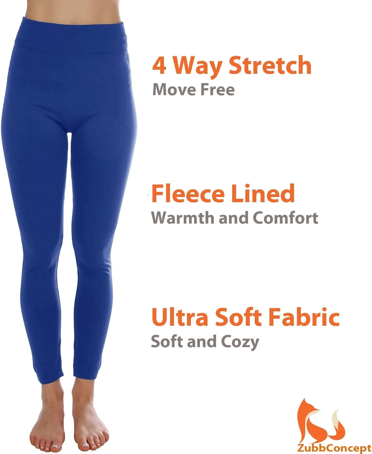 Kuda Moda 5-Pack Fleece Lined Leggings for Women Winter Warm Thermal Full Length Leggings