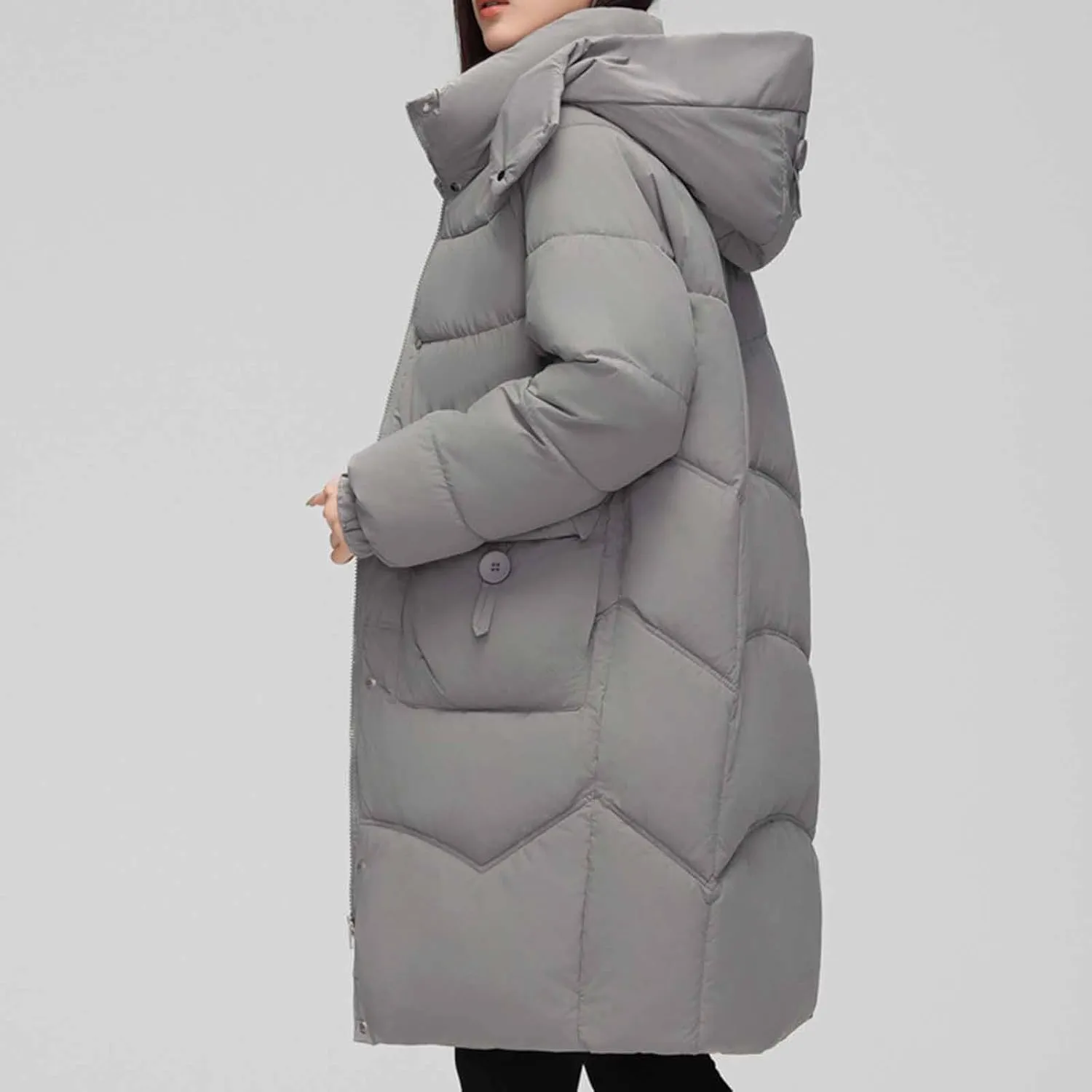 Long Down Puffer Jackets for Women Heavyweight Thicken Quilted Padded Coats Hooded Windproof Parka Military Jackets