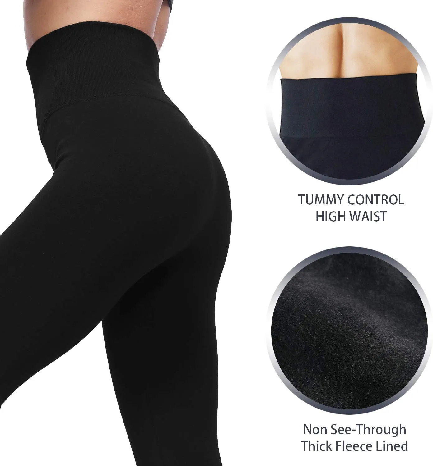 LUOYANXI High Waist Fleece Lined Leggings for Women Thick Winter Warm Tights Tummy Control Leggings