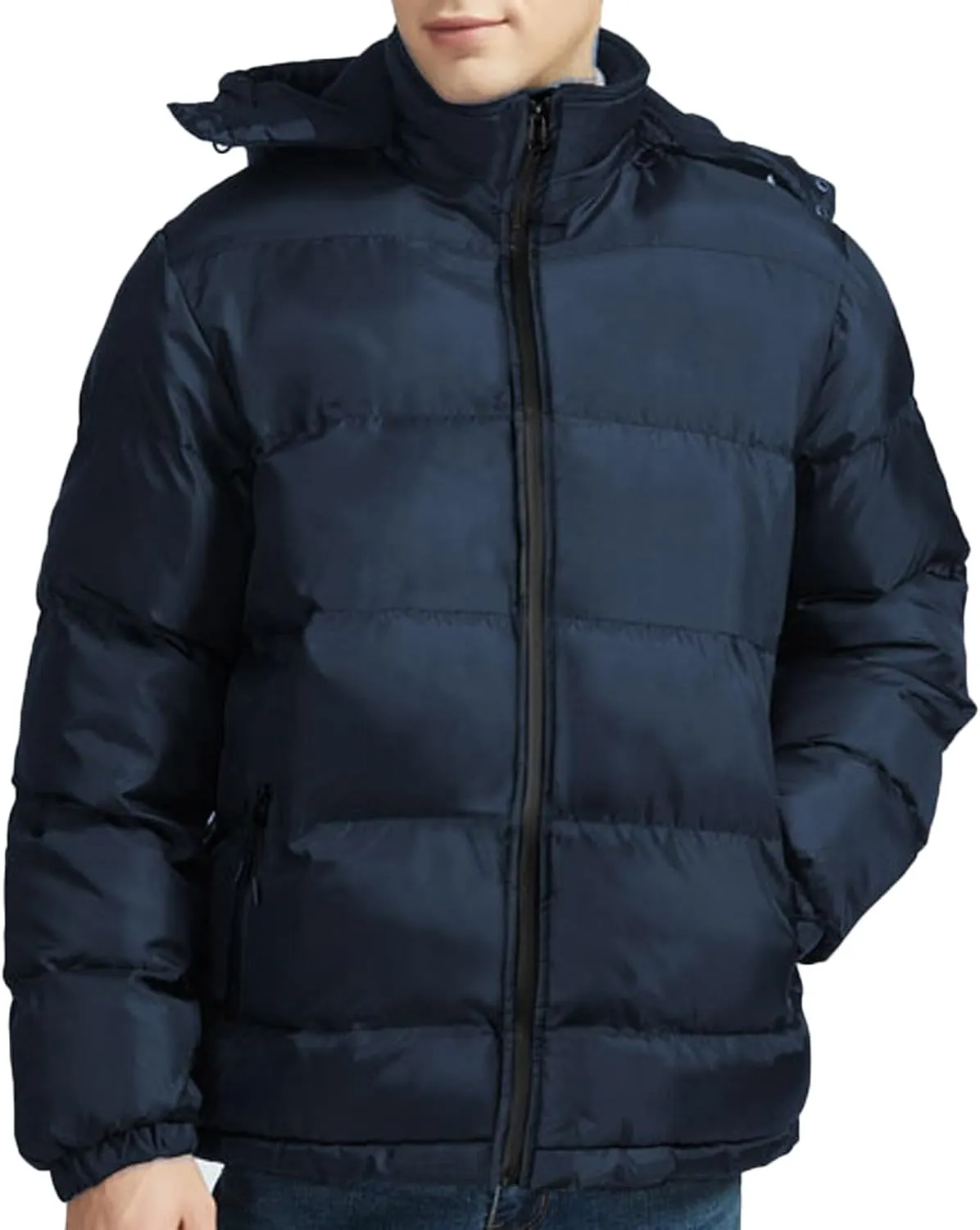 Men Lightweight Puffer Jackets Hooded Insulated Thermal Puffy Winter Jacket Waterproof Windproof Down Coats Outerwear