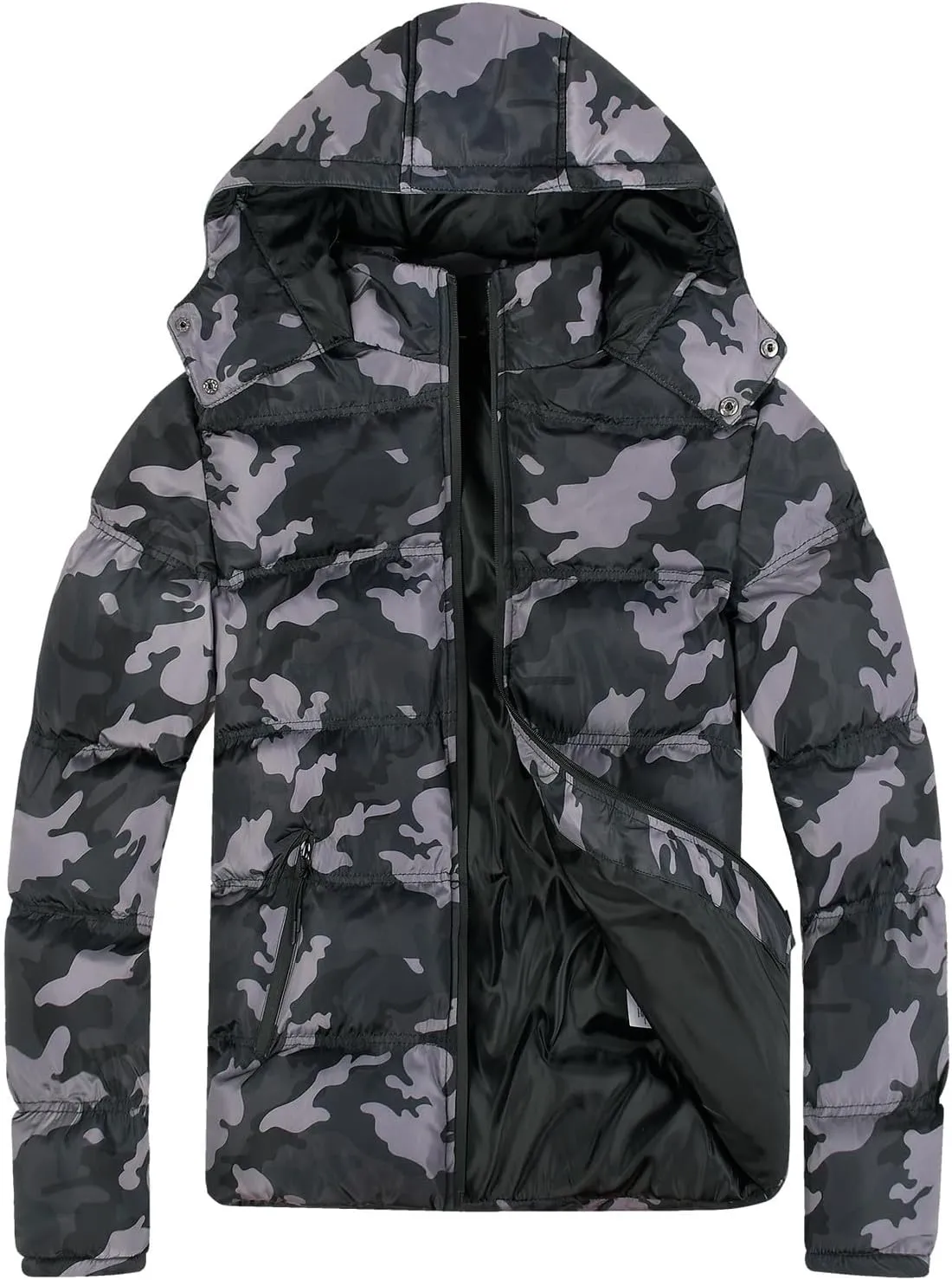 Men Lightweight Puffer Jackets Hooded Insulated Thermal Puffy Winter Jacket Waterproof Windproof Down Coats Outerwear