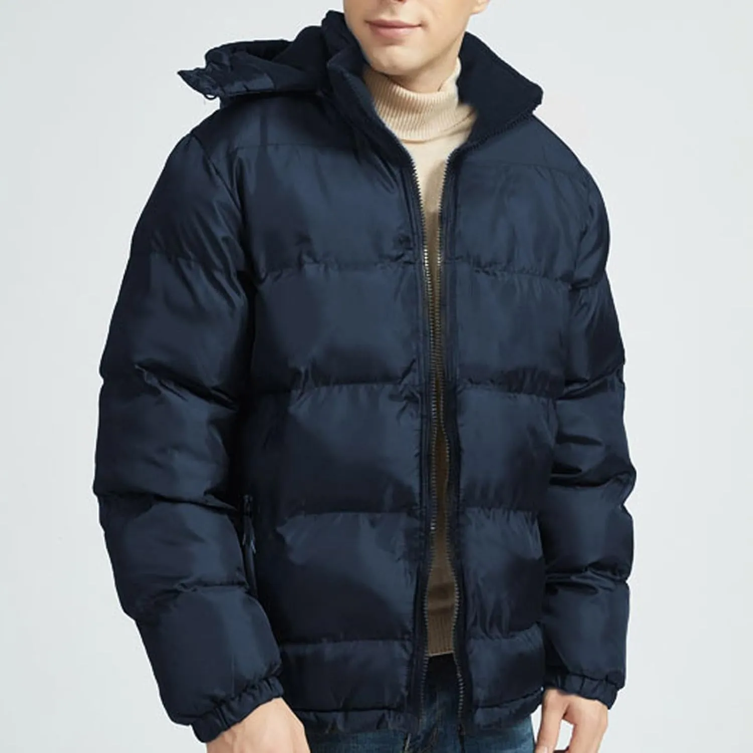 Men Lightweight Puffer Jackets Hooded Insulated Thermal Puffy Winter Jacket Waterproof Windproof Down Coats Outerwear