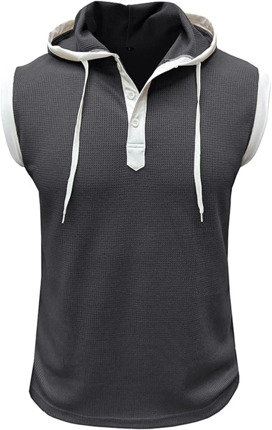 Men's Compression Shirts Trendy V Neck Hooded Pullover Tops Sleeveless Slim Fit Sweatshirt Bodybuilding Gym Tee Solid
