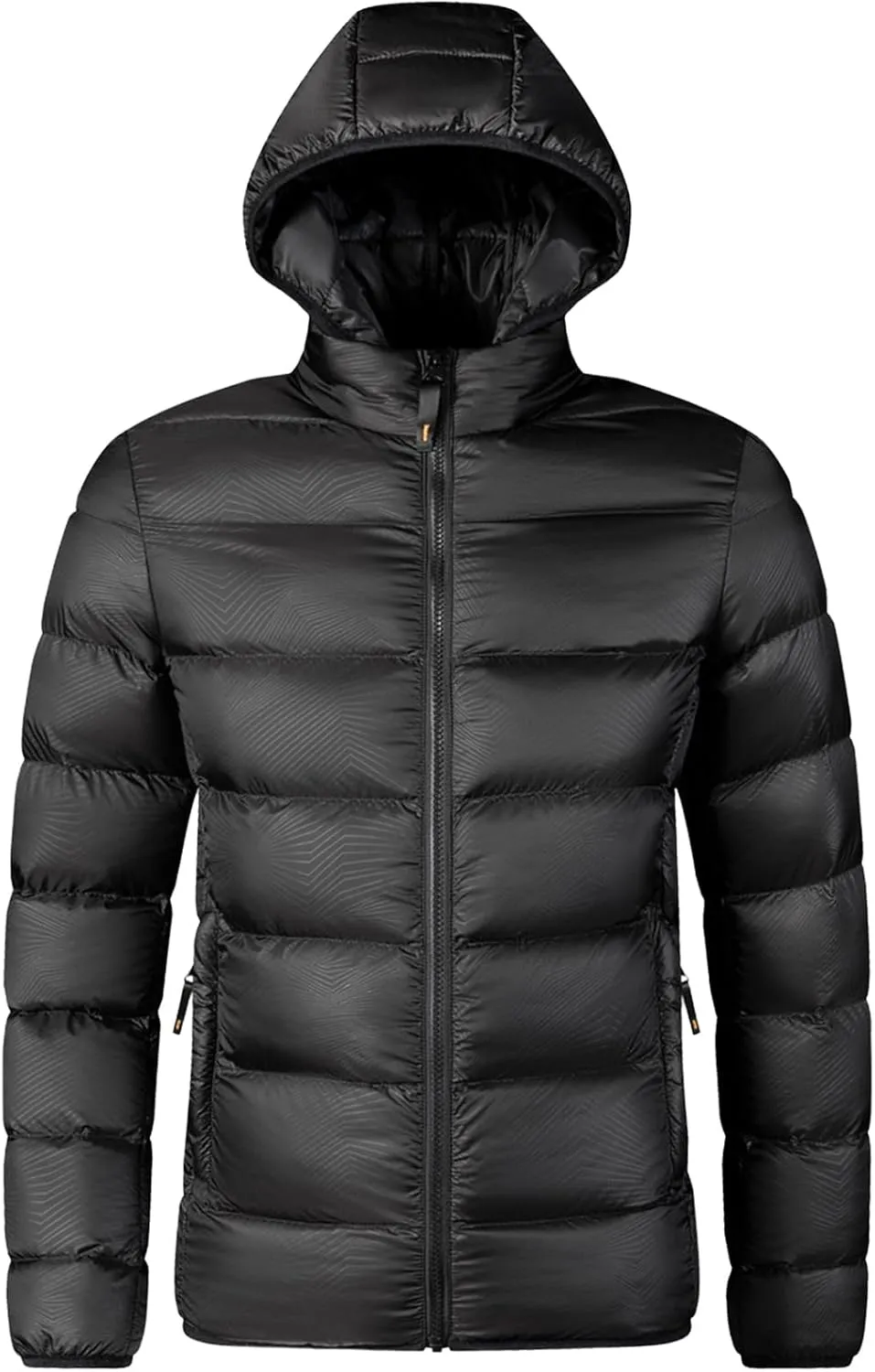 Men's Cotton-Padded Jacket with Hooded Lightweight Quilted JacketLong Sleeve Plus Size Zipper Casual Warm Coat