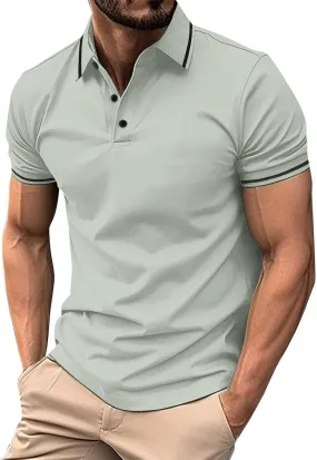 Mens Golf Shirt Stylish Business Casual Work Short Sleeve Polo Shirts Moisture Wicking Dry Fit Performance Sport Tees