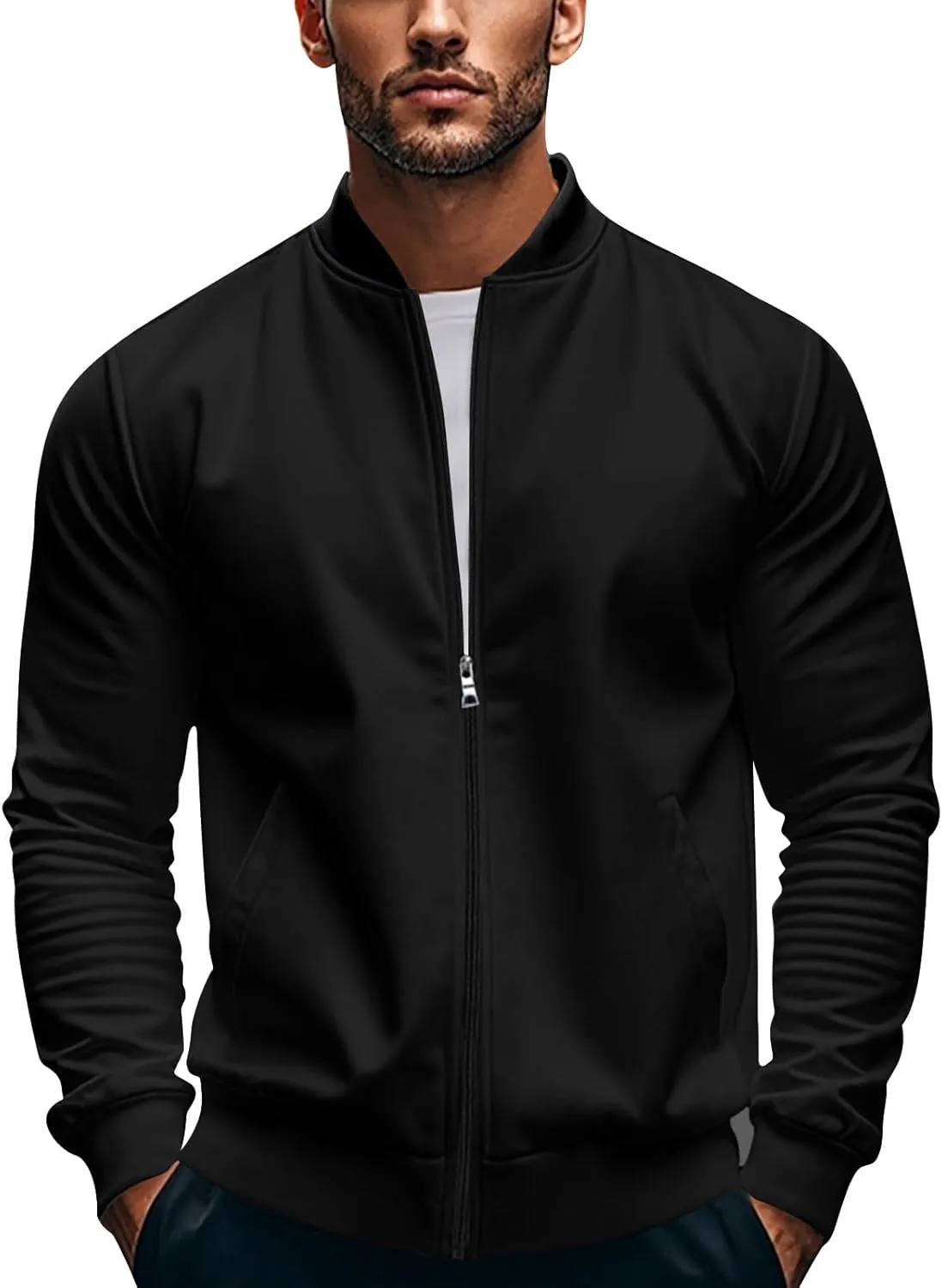 Mens Lightweight Jackets Camo Fall Long Sleeve Sweatshirt Graphic Plus Size Full Zip Coat with Pockets