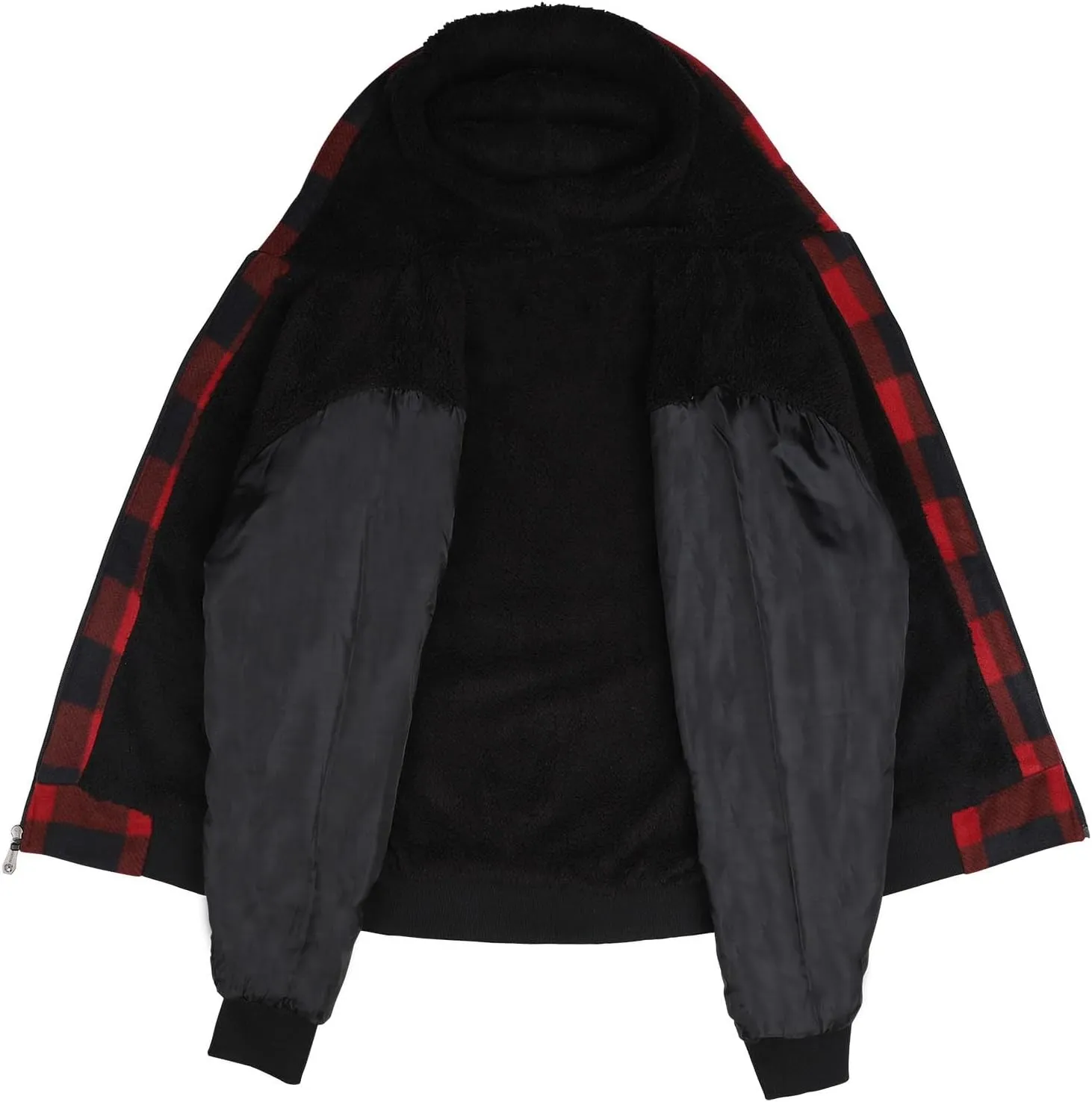 Mens Plaid Hoodie Sherpa Lined Fleece Jacket Thick Warm Winter Coats Heavy Weight Hooded Sweatshirt Casual Outerwear