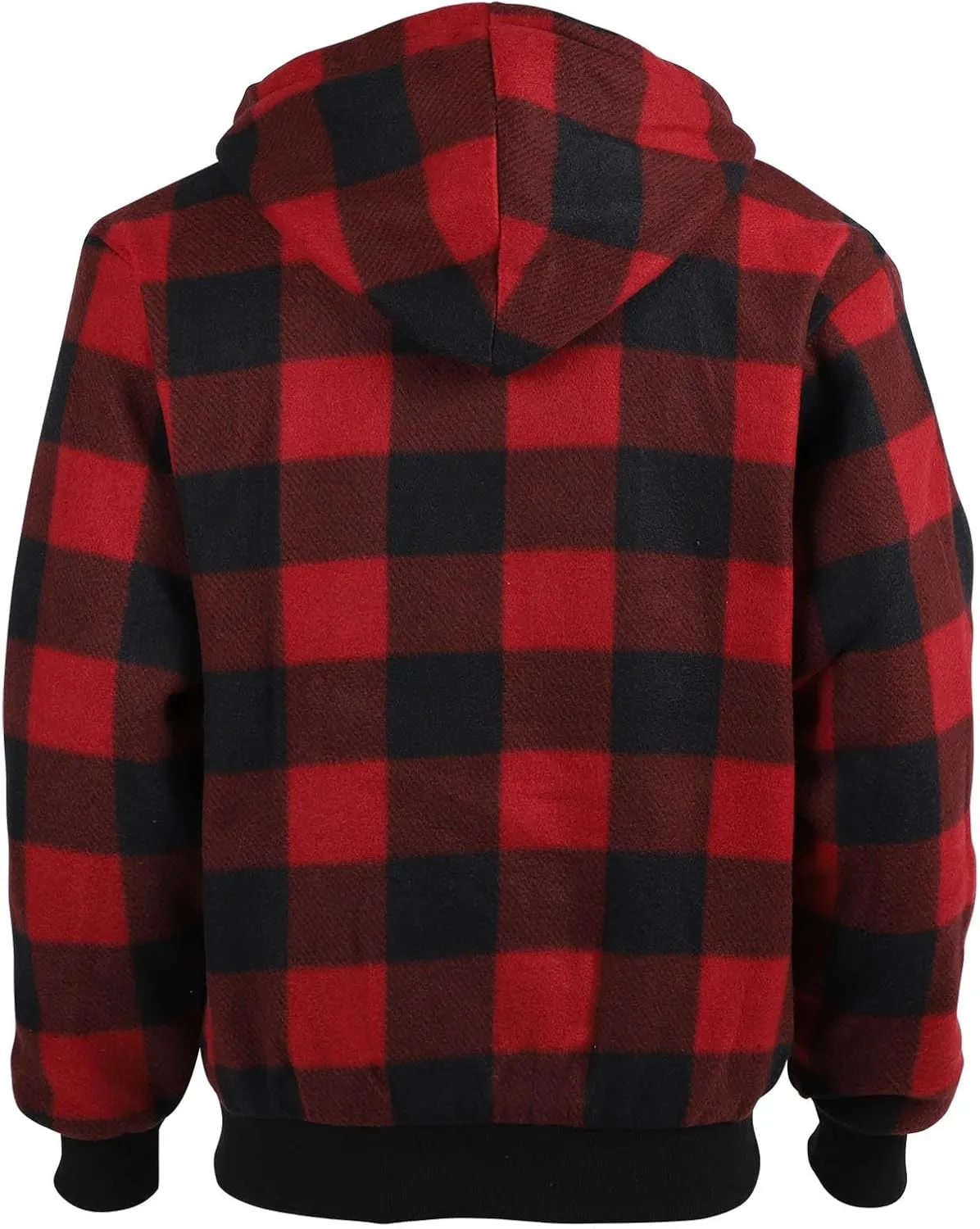 Mens Plaid Hoodie Sherpa Lined Fleece Jacket Thick Warm Winter Coats Heavy Weight Hooded Sweatshirt Casual Outerwear