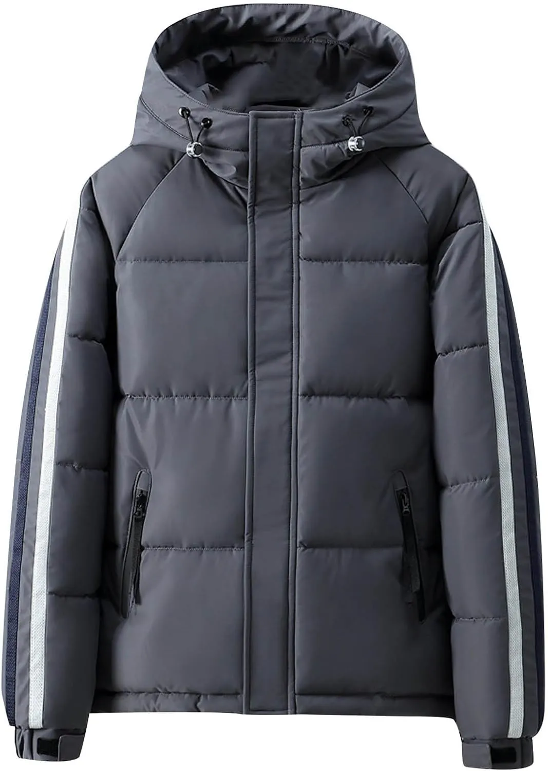 Men's Puffer Jackets Winter Warm Quilted Jacket Thicken Down Jacket Windproof Zip Up Thermal Coat Outerwear with Hood