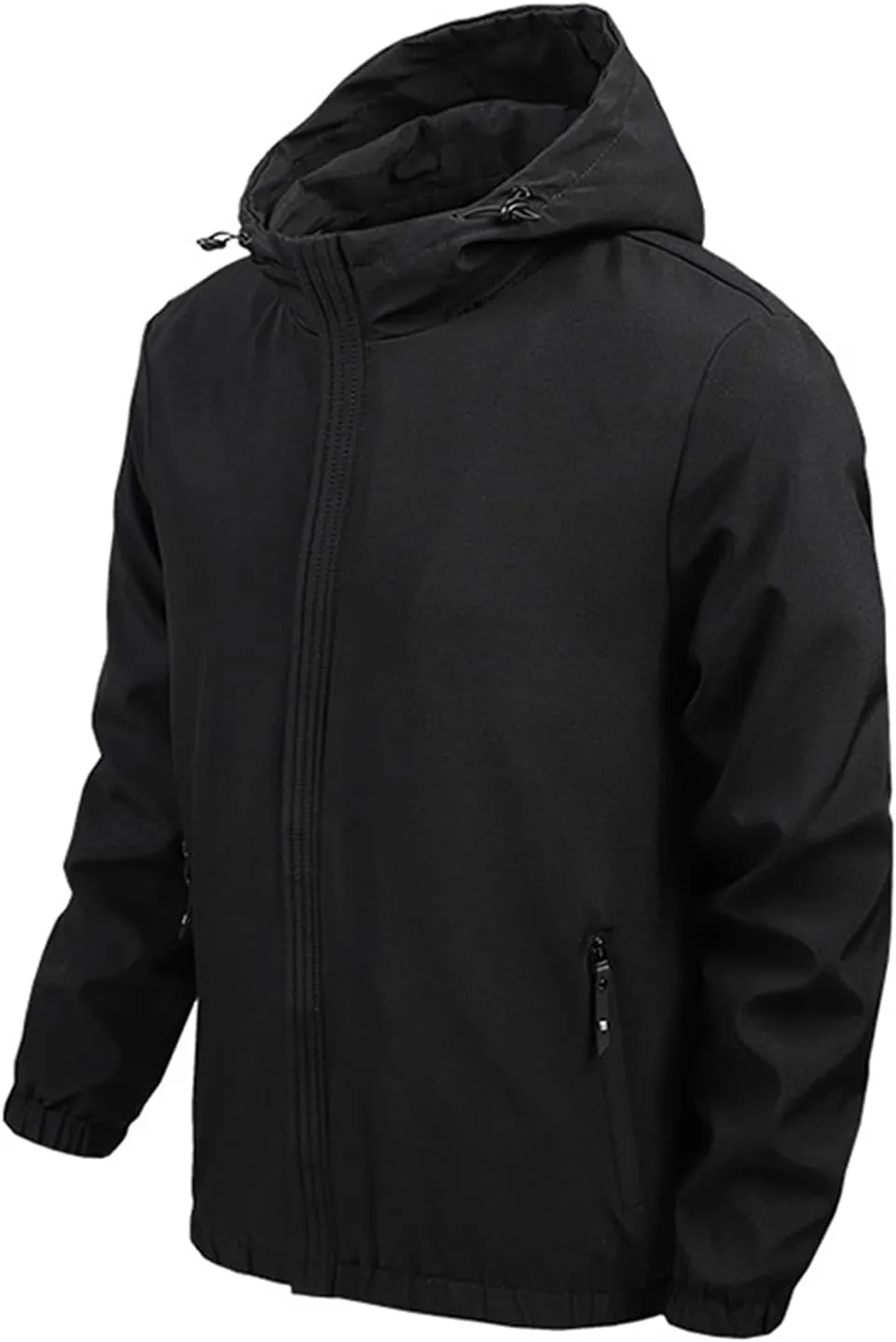 Mens Raincoat Waterproof Lightweight Hiking Jacket Hooded Windbreaker Zip Up Coat for Travel, Fishing Sport Outwear