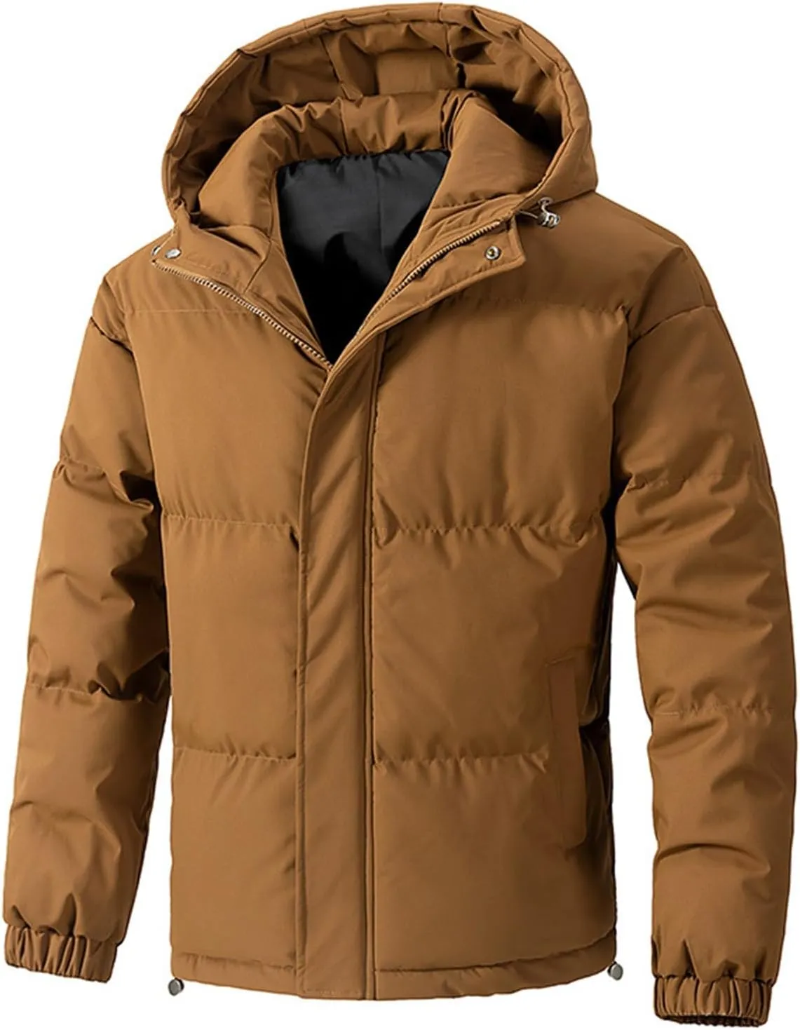 Men's Winter Loose Puffer Jackets Fashion Hooded Warm Hooded Windproof Down Coat Padded Thicken Hiking Parka Jackets