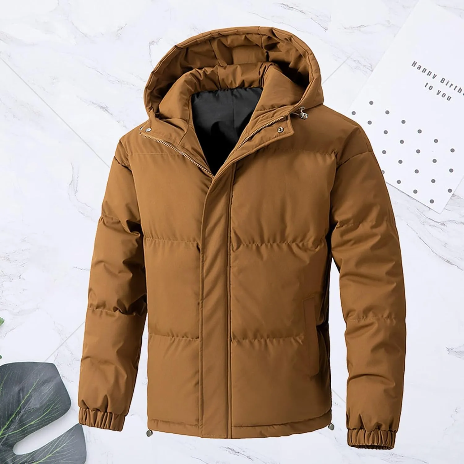 Men's Winter Loose Puffer Jackets Fashion Hooded Warm Hooded Windproof Down Coat Padded Thicken Hiking Parka Jackets