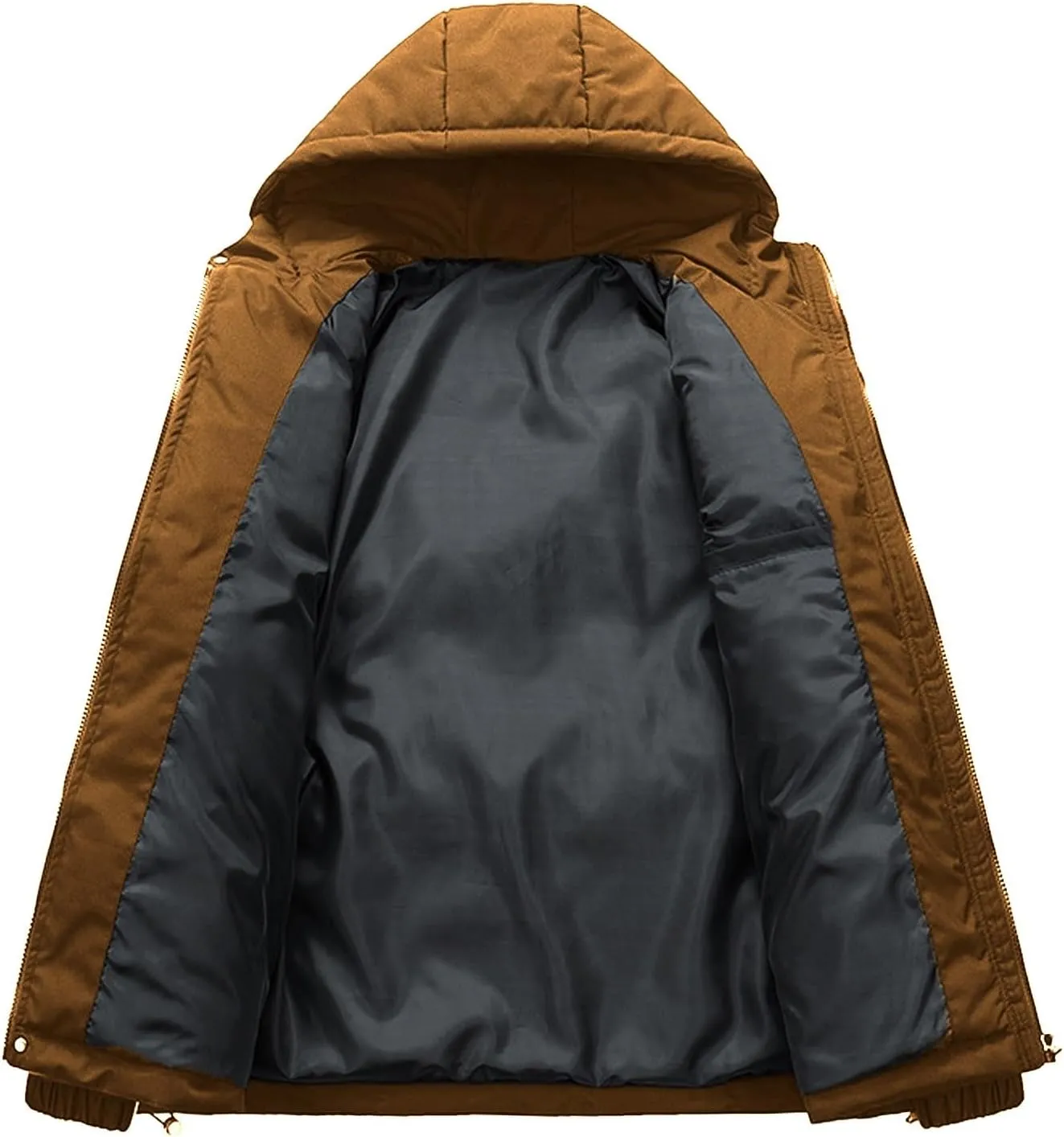 Men's Winter Loose Puffer Jackets Fashion Hooded Warm Hooded Windproof Down Coat Padded Thicken Hiking Parka Jackets