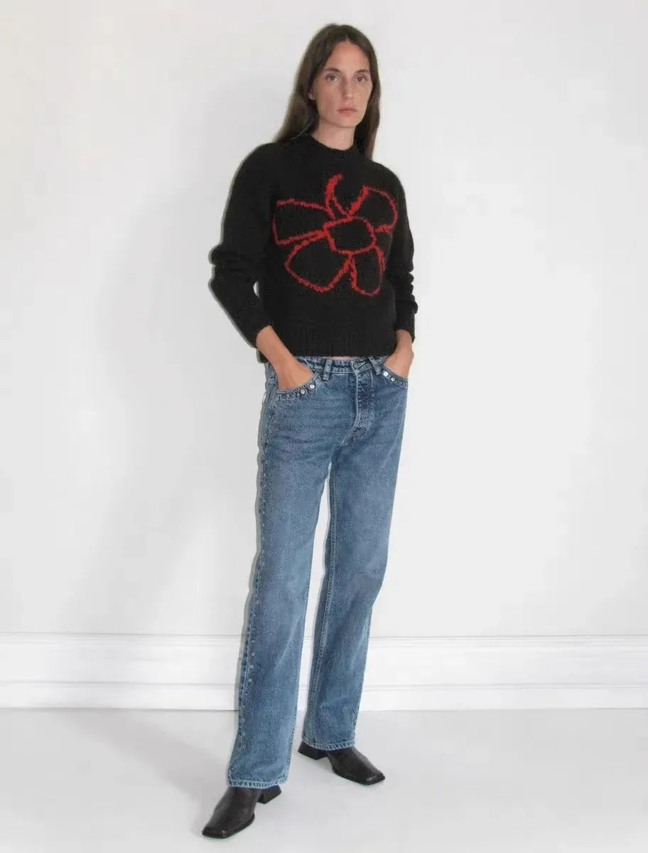 Paloma Wool Spanish Wool Blend Knit Crocheted Floral Pattern Sweater