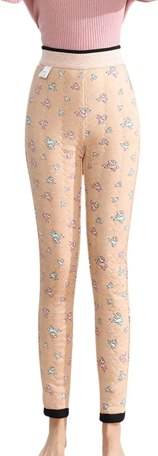 Plus Size Thermal Leggings Women High Waisted Tummy Control Tights Knee Pads Thick Warm Stretchy Fleece Lined Pants