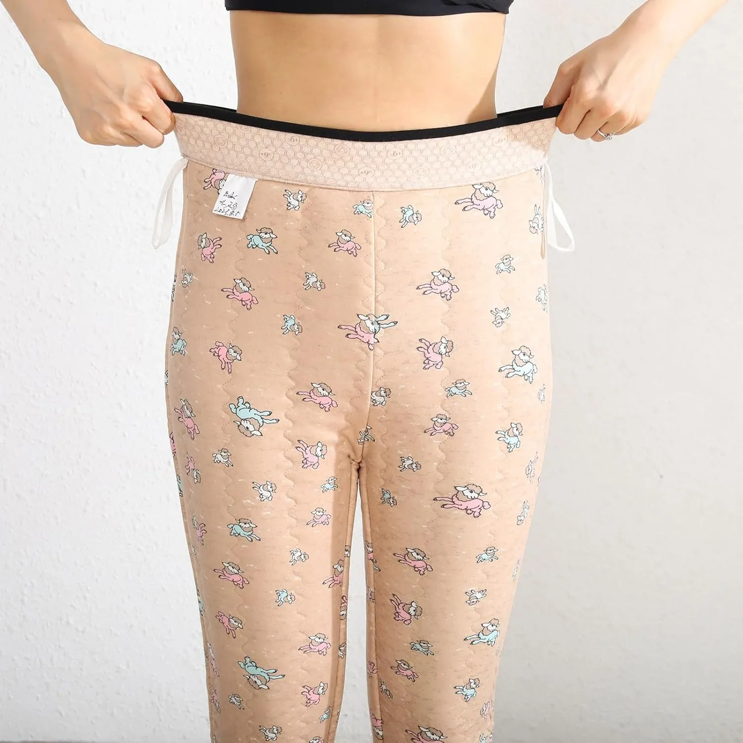 Plus Size Thermal Leggings Women High Waisted Tummy Control Tights Knee Pads Thick Warm Stretchy Fleece Lined Pants