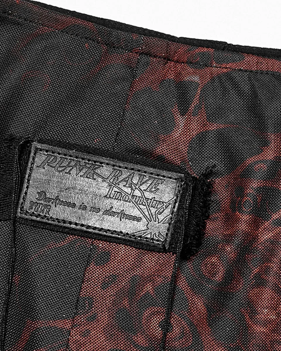 Punk Rave Daily Life Womens Cyberpunk Layered Gauze Midi Skirt - Black & Red