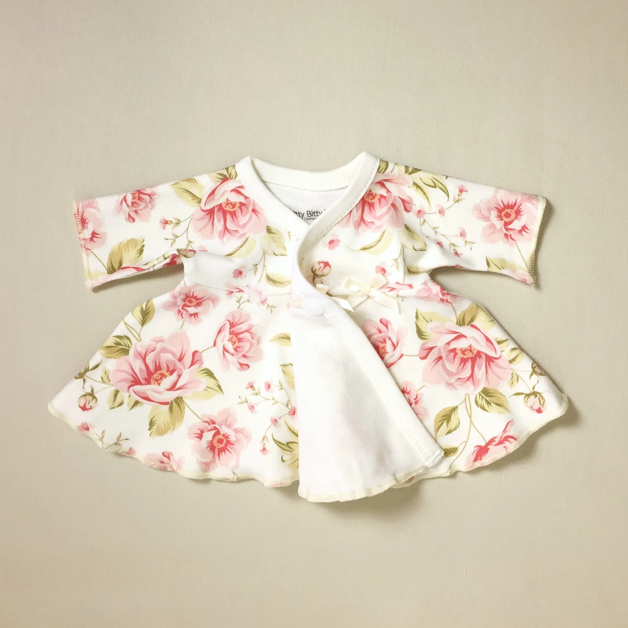 Ruffled NICU Dress & Headband Vintage Roses