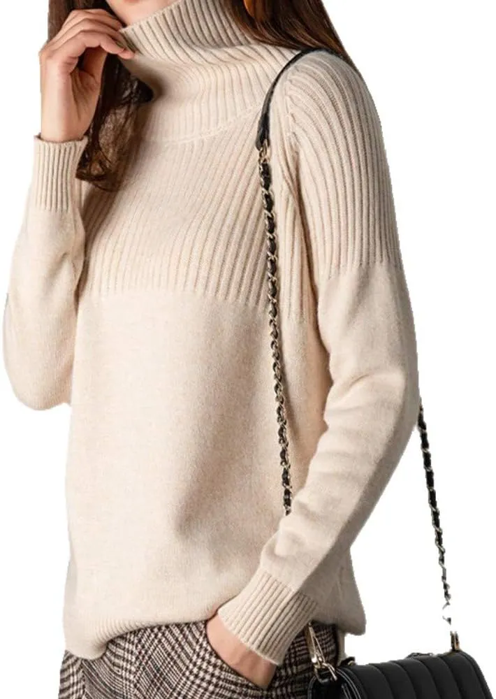 Sweaters Womens Loose Jumpers Merino Wool Knit Split Thick Turtleneck Pullover Long Sleeve Winter Tops