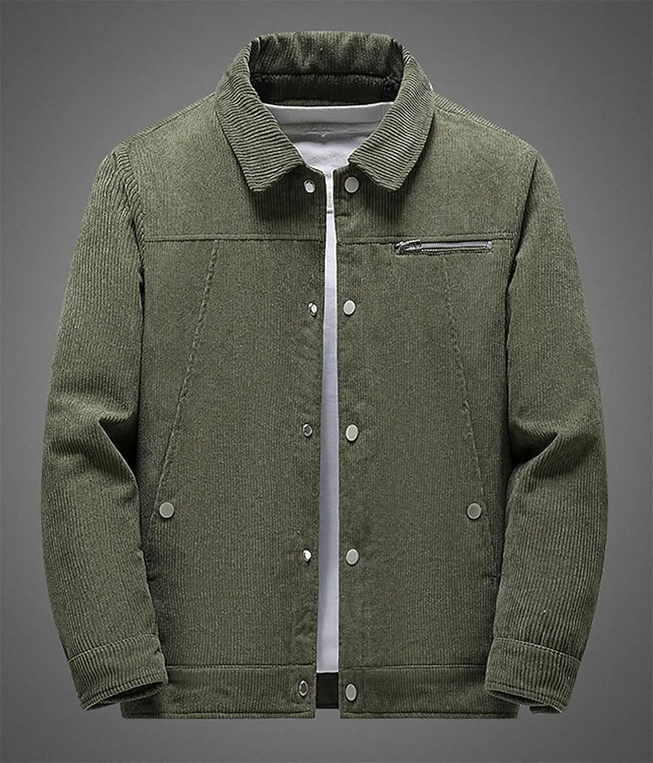 Thatrich Mens Corduroy Sherpa Lined Jacket Button Down Lapel Shirt Fashion Warm Winter Jackets Cozy Bomber Jacket Fleece Coat
