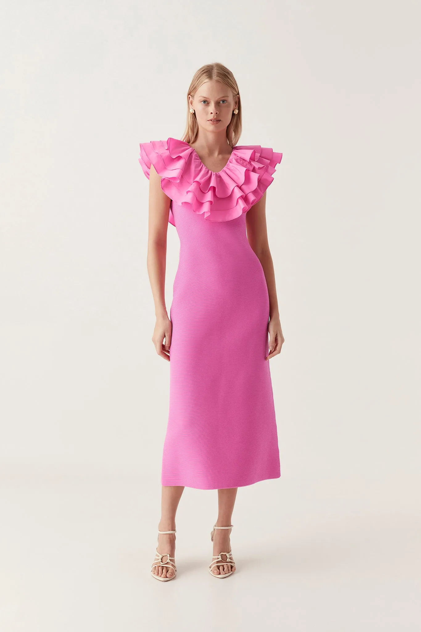 Transcendent Ruffle Midi Dress