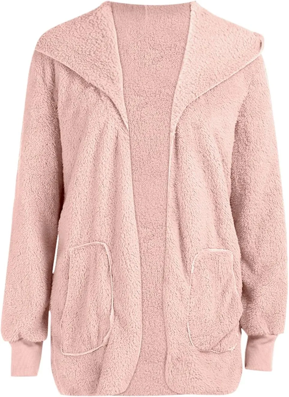Winter Coats for Women Fuzzy Jacket Long Sleeve Sherpa Coat Open Front Hooded Cardigan Teddy Bear Coats with Pocket