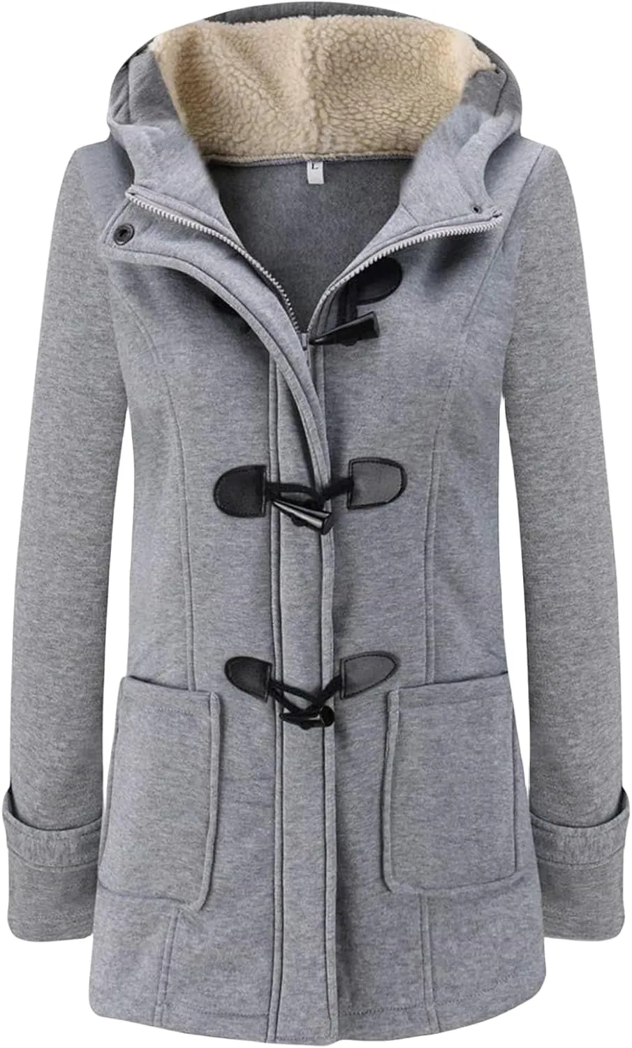 Winter Warm Lightweight Coats for Women Fleece Plush Zipper Hooded Jacket Comfy Wool Coats with Pockets