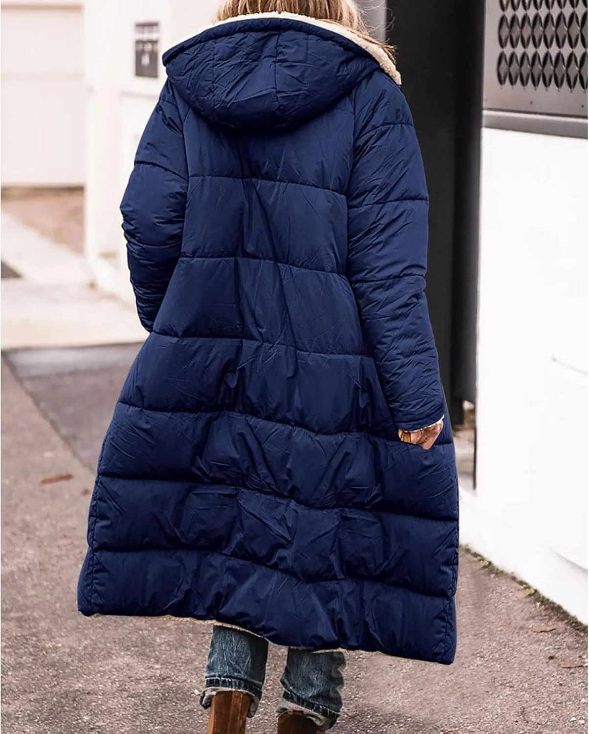 Women's 2024 Winter Fashion Shearling Fleece Long Coats Jackets Clothes Sherpa Padded Down Jackets Full Zip