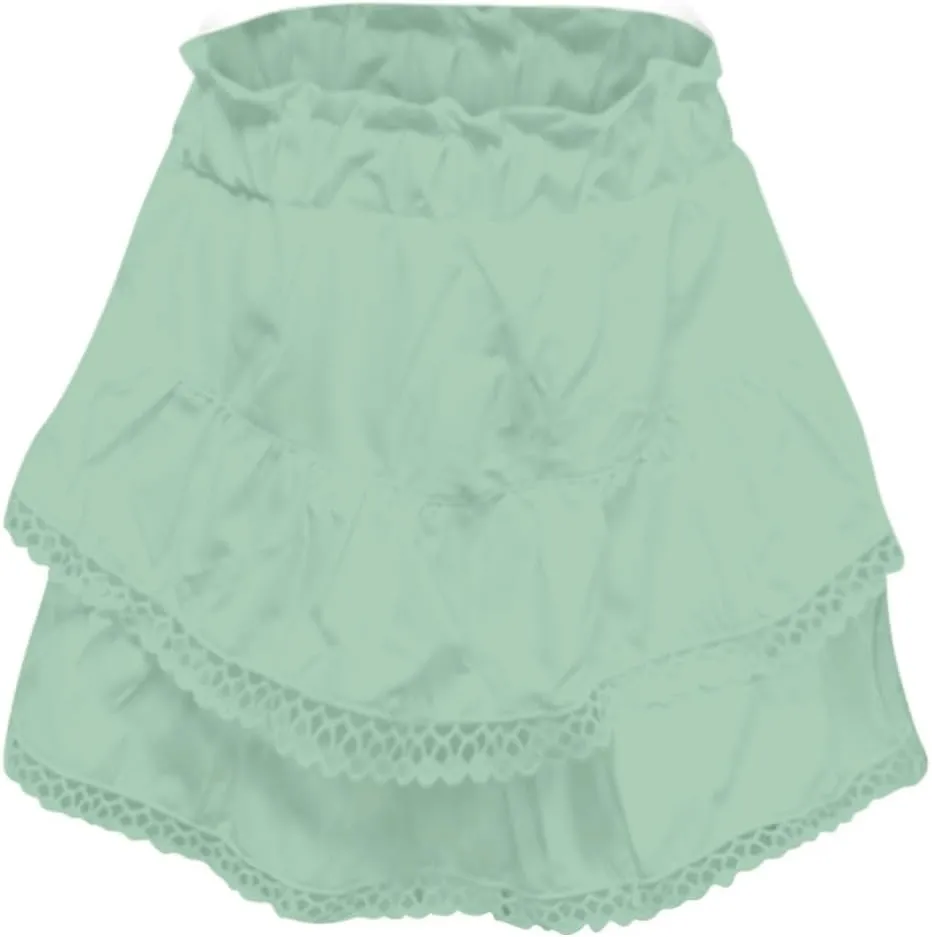 Women's High Waist Mini Skirt Solid Color Ruffle Layered Pleated Flowy Skirts Beach Vacation Skort
