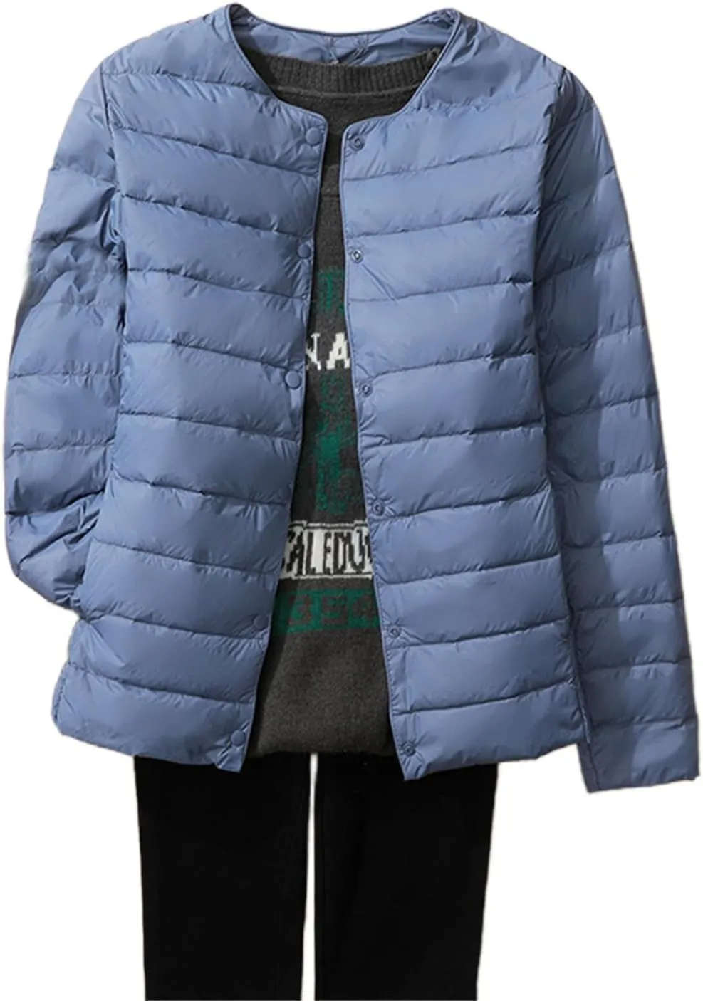 Women's Lightweight Down Jacket Portable Water-Resistant Puffer Jacket Fall Coat with Stand Collar for Travel