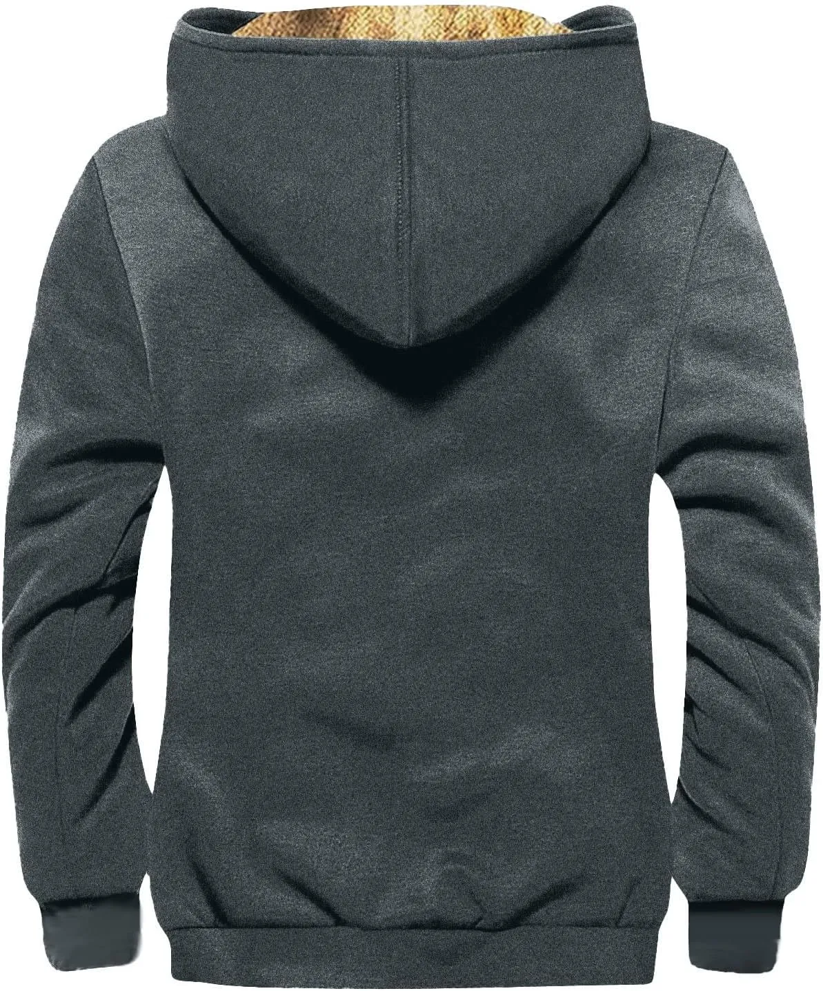 Zipper Hoodies for Men Solid Color Fleece Jacket Sherpa Lined Flannel Hoodie Fall Fashion Coat Thick Cotton Coat